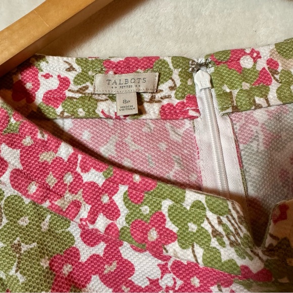 Talbots Petites Pink Green White Floral Dress Size 8P - Picture 6 of 10
